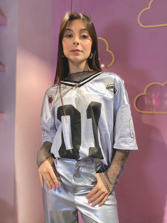 T-shirt de fútbol americano oversized gris