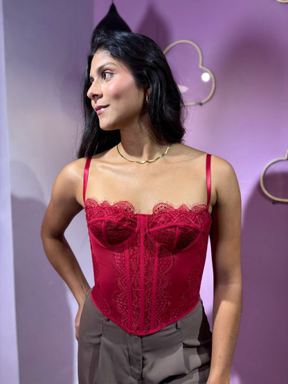 Corset encaje rojo oscuro