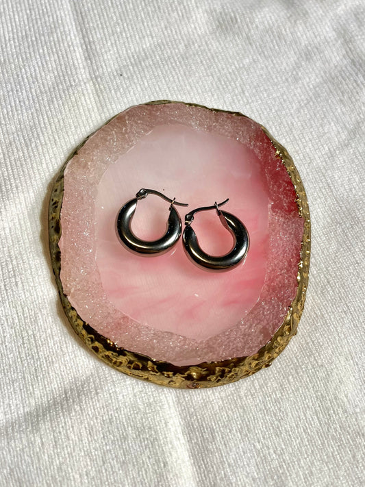 Argollas lisas plateadas circulares