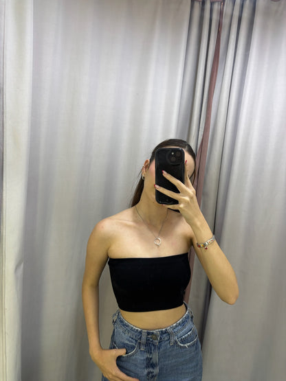 Top DYNAMIC strapless talla U negro