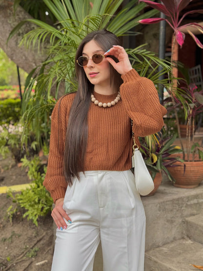 Suéter tejido oversized Camel