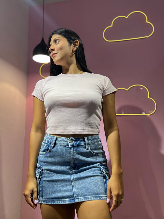 Falda cargo Wax prelavada clara