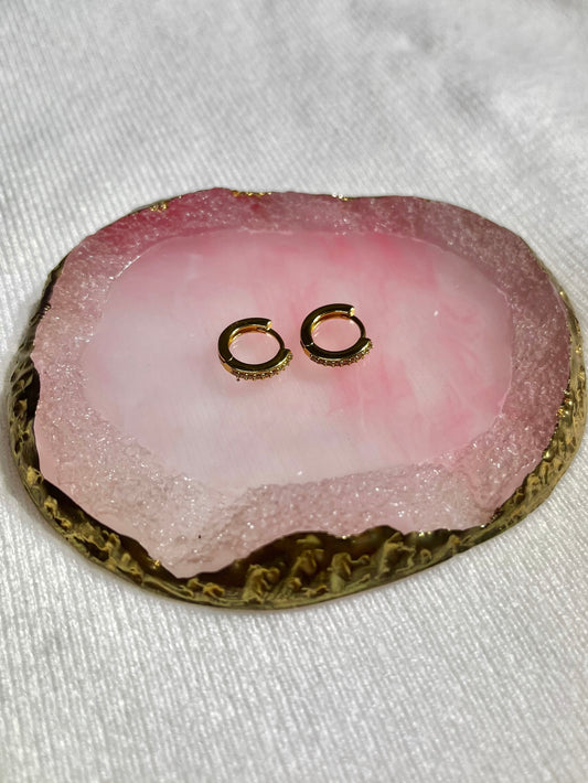 Argollas finas con pedrería doradas S