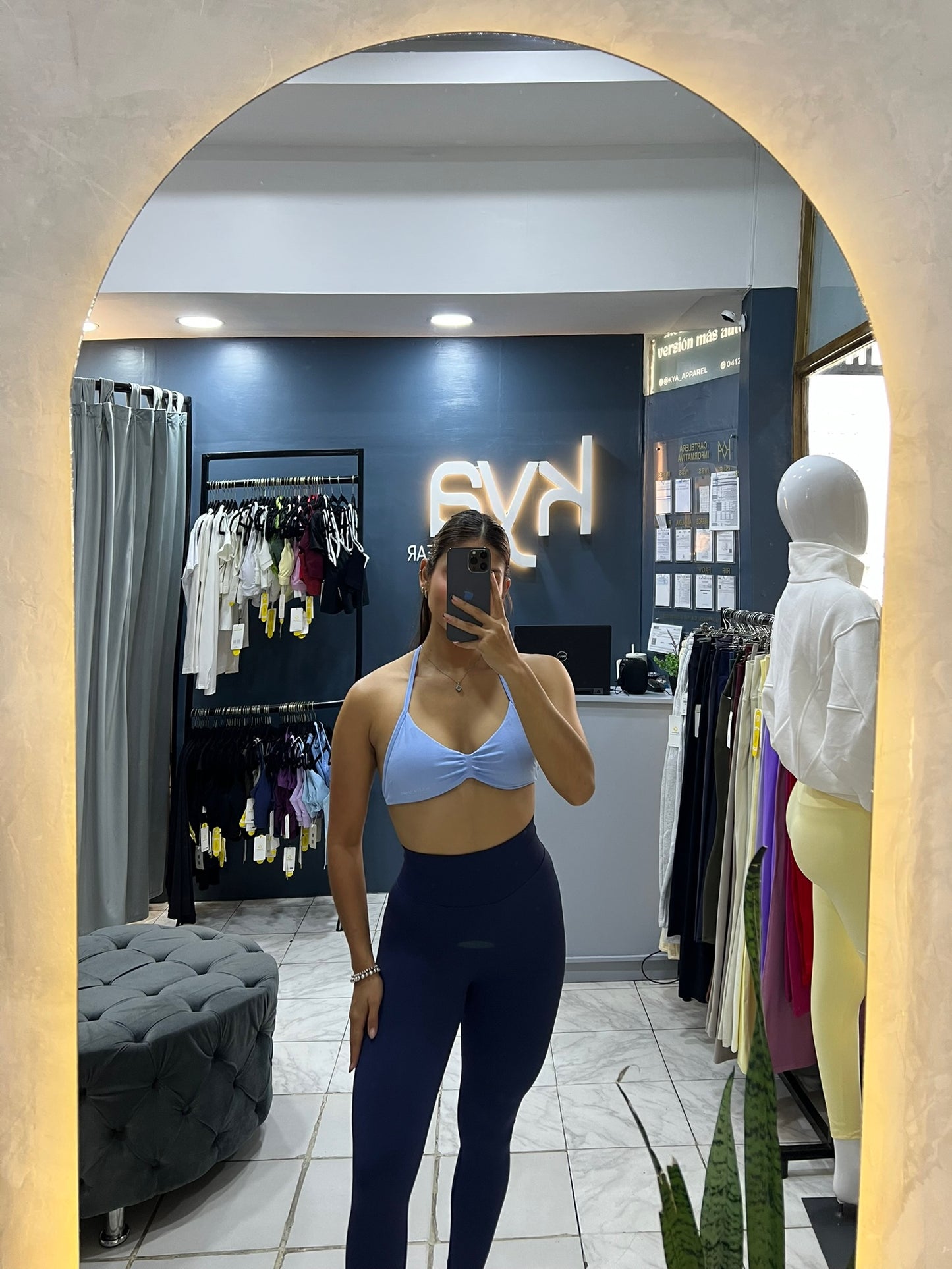 Legging deportivo acanalado con push up y letras blancas  MUSERA azul oscuro
