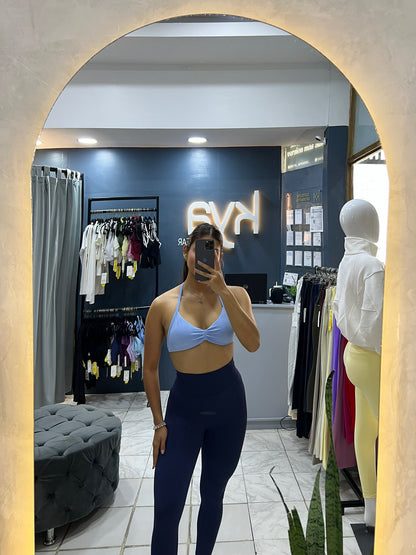 Legging deportivo acanalado con push up y letras blancas  MUSERA azul oscuro