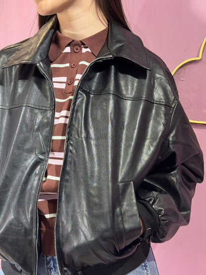 Chaqueta cuero negra vintage