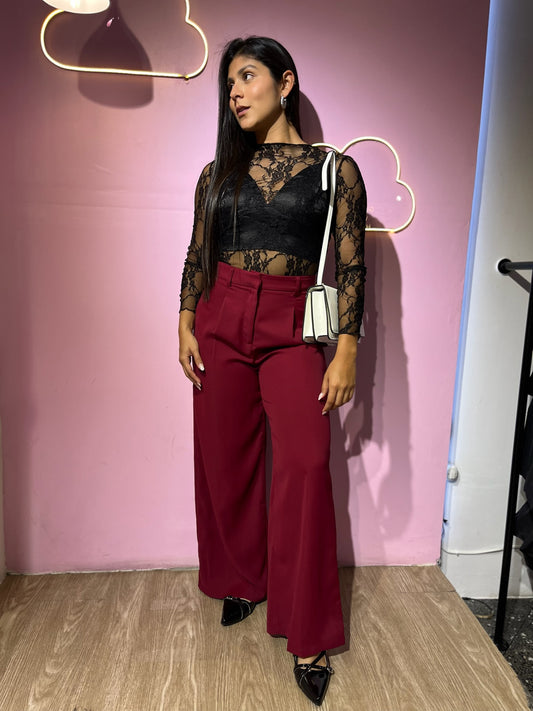 Pantalón de vestir palazzo vinotinto