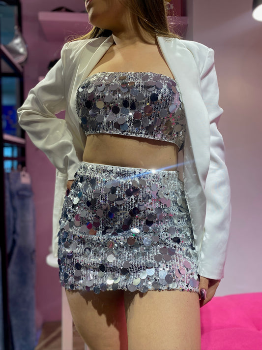Top de lentejuelas grandes plateado