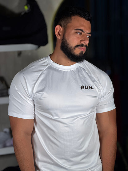 Franela deportiva de caballero RUN blanca