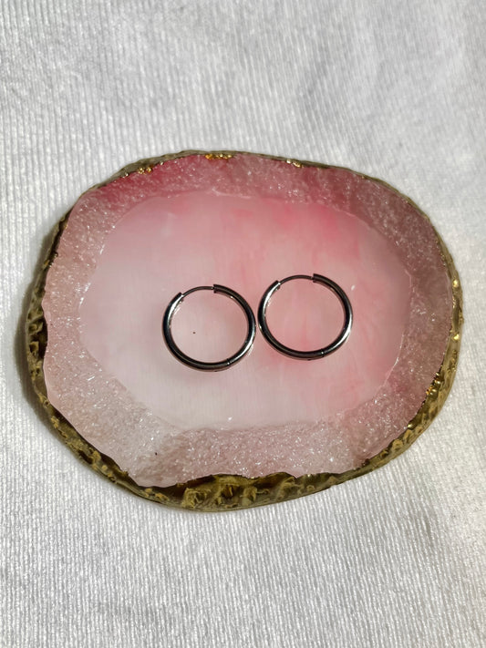 Argollas finas lisas plateadas L