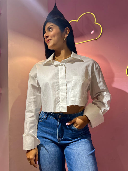 Camisa con bolsillo asimétrica blanca