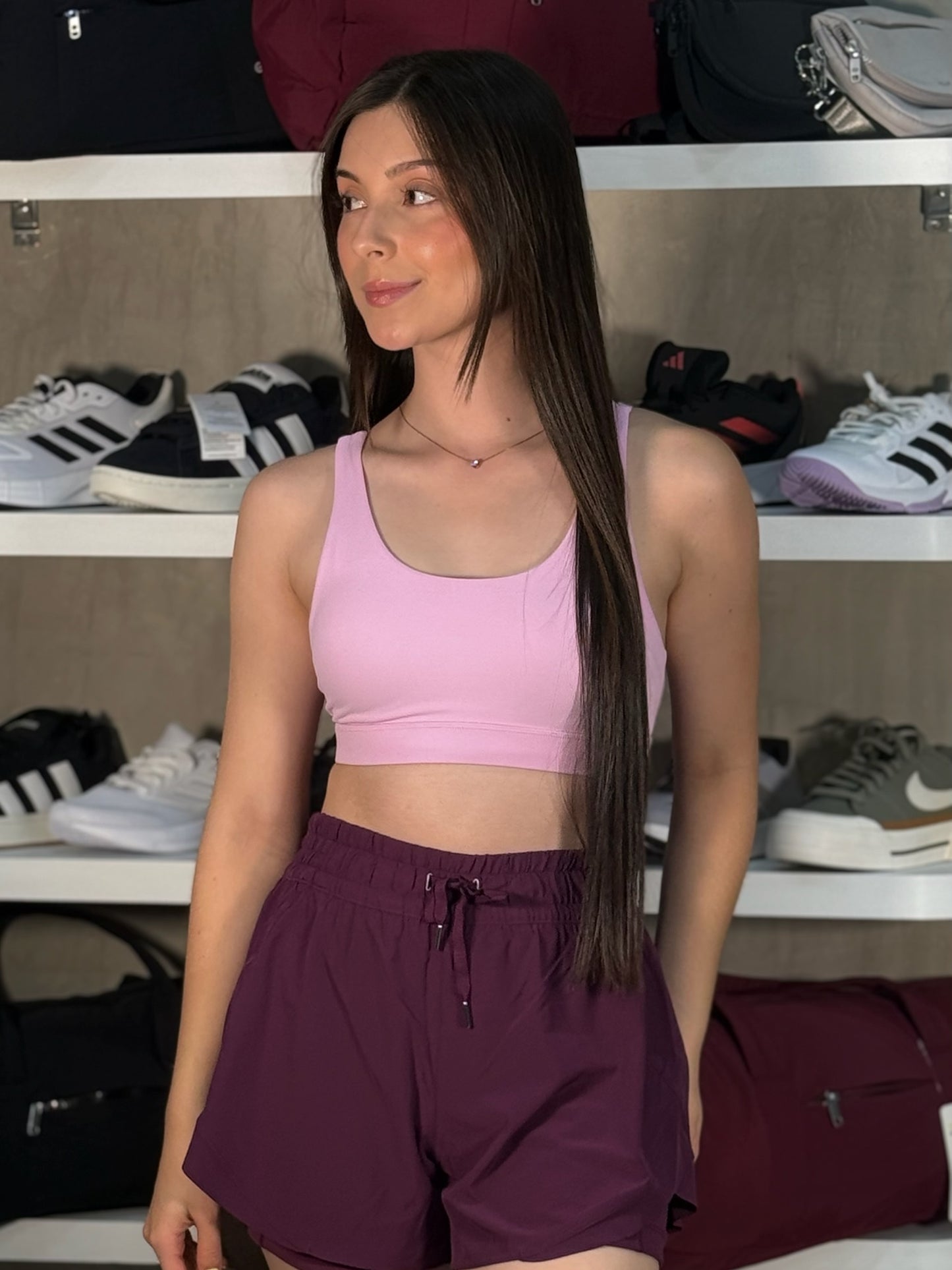 Short de running doble de dama GLOWMODE morado oscuro