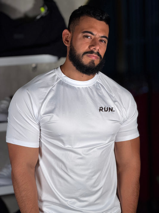 Franela deportiva de caballero RUN blanca