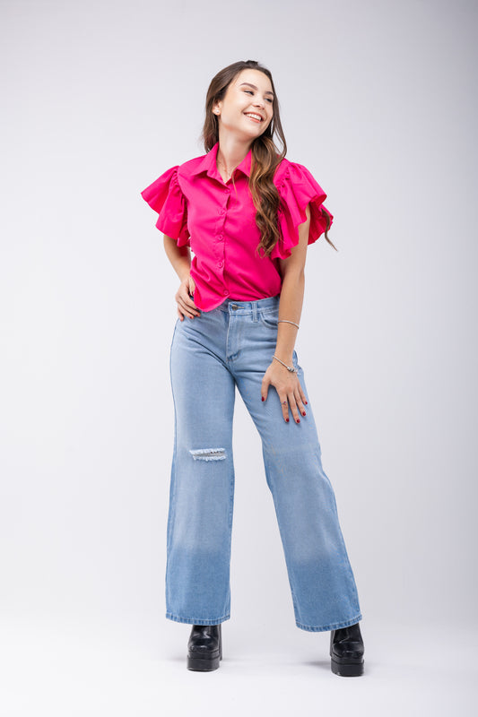 Jean wide leg B2U fantasía con roturas