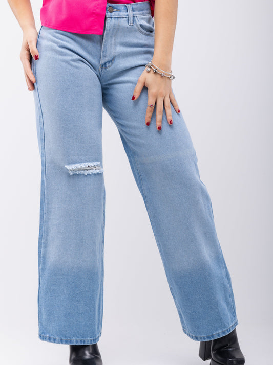 Jean wide leg B2U fantasía con roturas