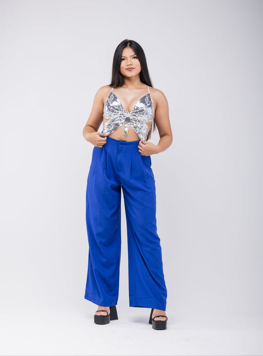 Pantalón de vestir palazzo azul rey