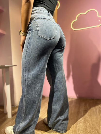 Jean wide leg prelavado tono medio (cd:389280)