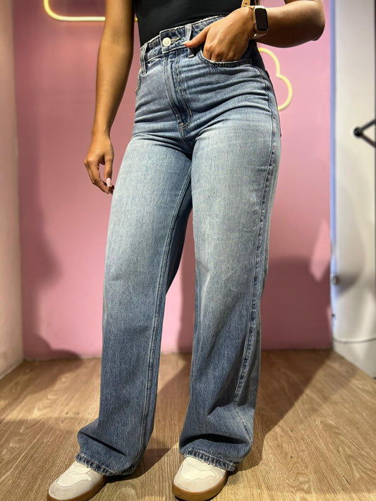 Jean wide leg prelavado tono medio (cd:389280)