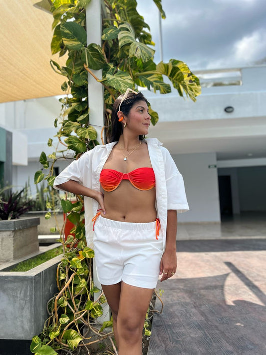 Set pareo de camisa y short blanco