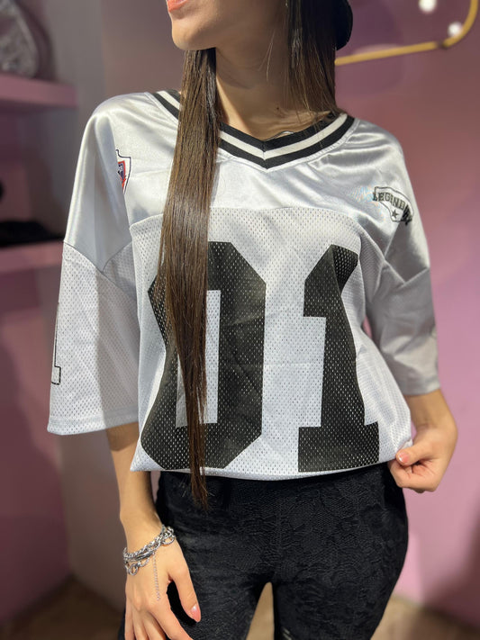 T-shirt de fútbol americano oversized gris
