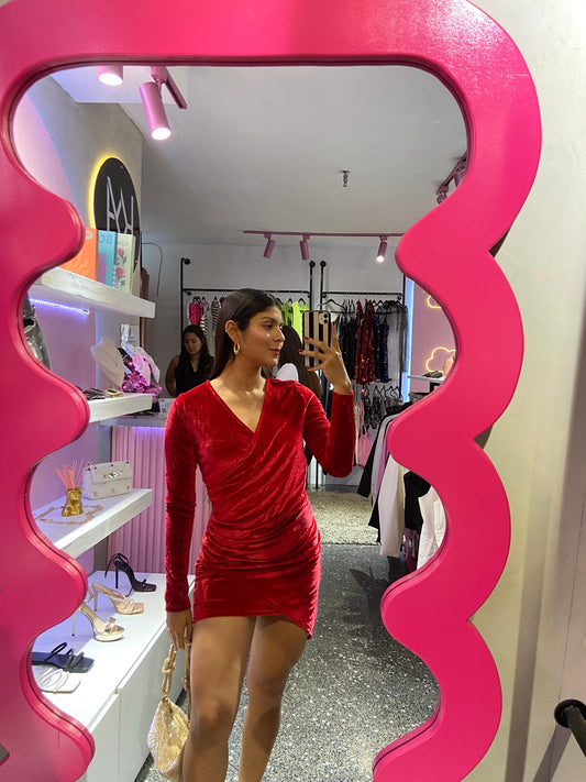Vestido aterciopelado manga larga