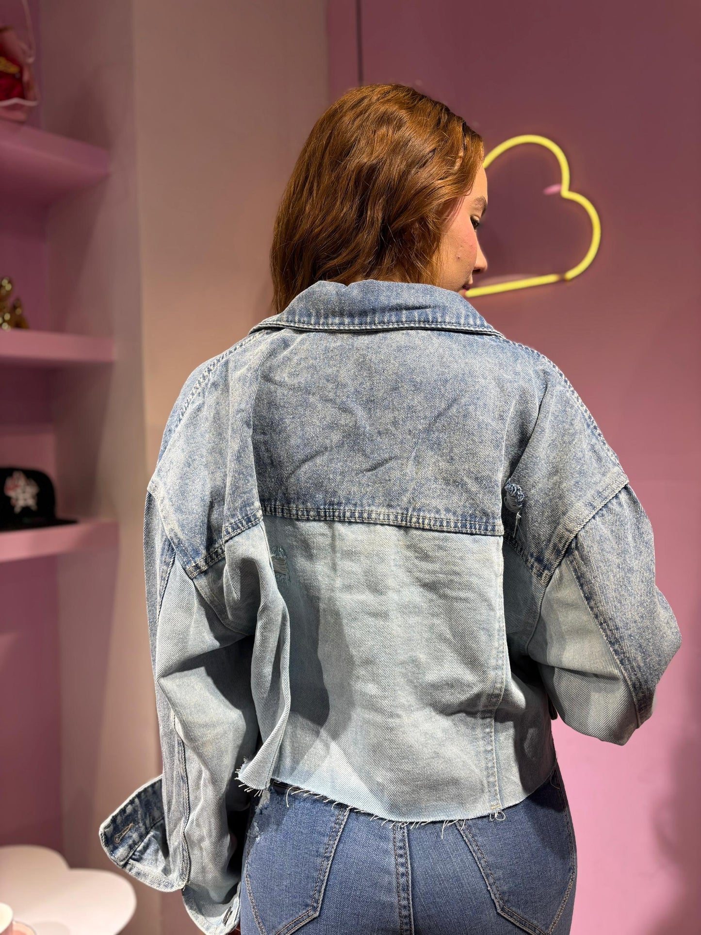 Chaqueta de jean dos tonalidades oversized