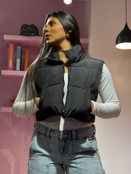 Chaleco puffer corto negro