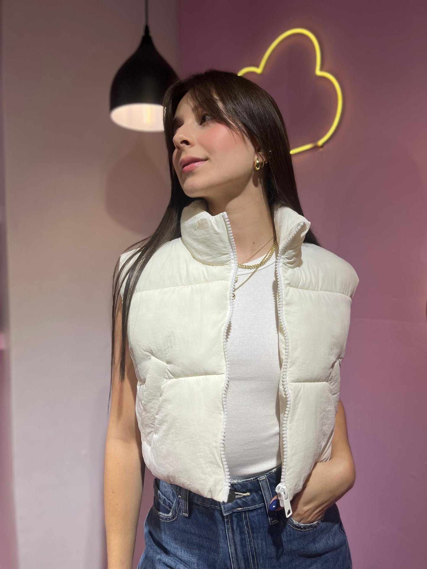Chaleco puffer blanco