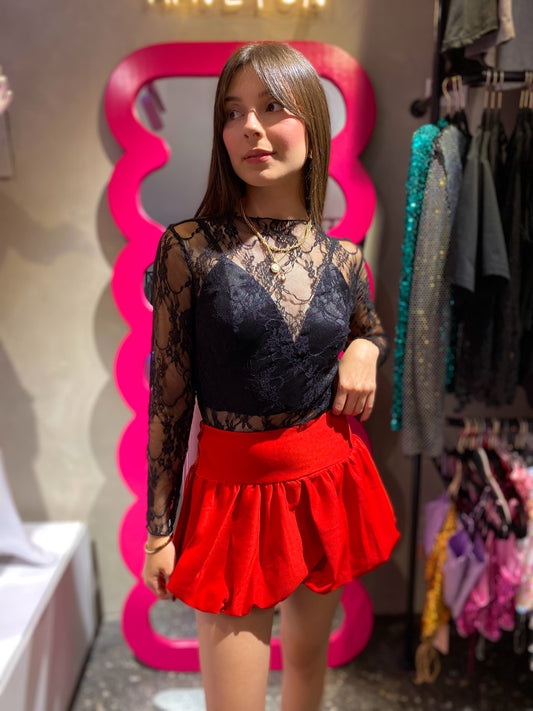 Falda globo roja