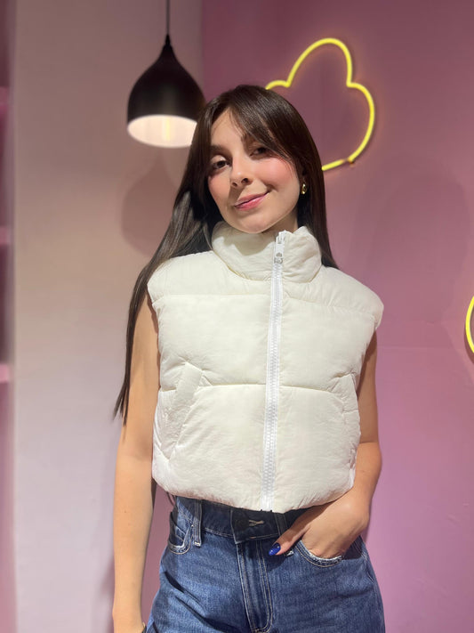 Chaleco puffer blanco