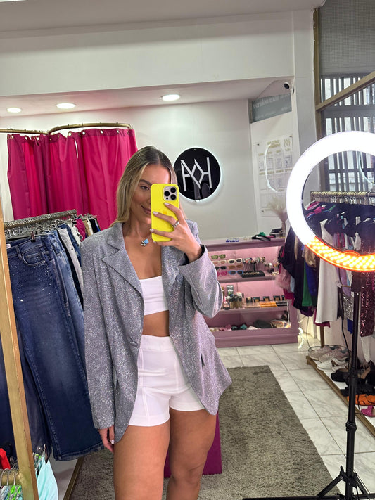 Blazer brillante plateado